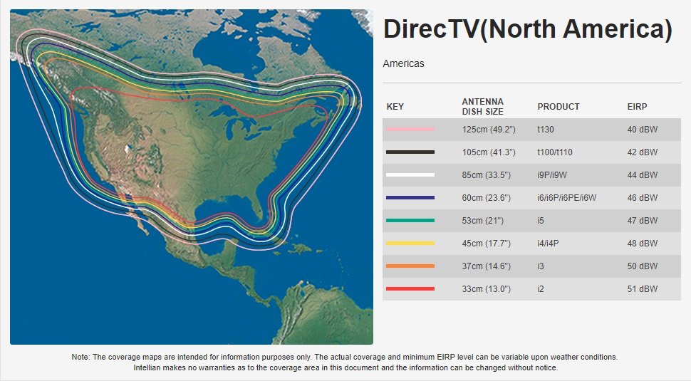 Intellian DirecTV North America Coverage Map